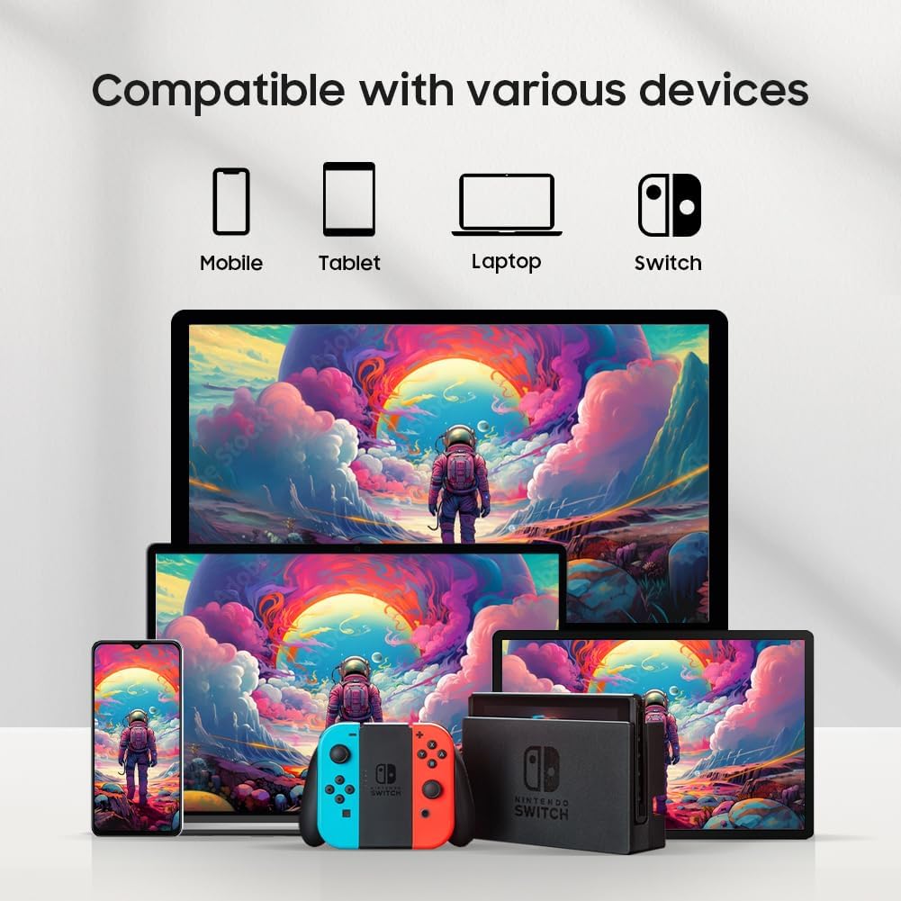 OLED 13.3" 1080P Portable Wireless Monitor FHD DCI-P3 100%, 0.2ms, 700000:1, Touchscreen, StereoQuad Speakers, USB Type-C