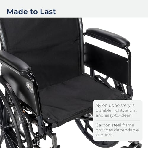 Drive Medical Cruiser III Light Weight Wheelchair with Various Flip Back Arm Styles and Front Rigging Options, 16 Inch