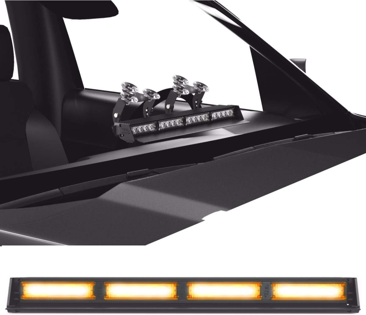 SpeedTech Lights Striker TIR 4 Head High Intensity LED Strobe Deck/Dash Windshield Mount Light Bar for Emergency Vehicles / Hazard Flashing Warning