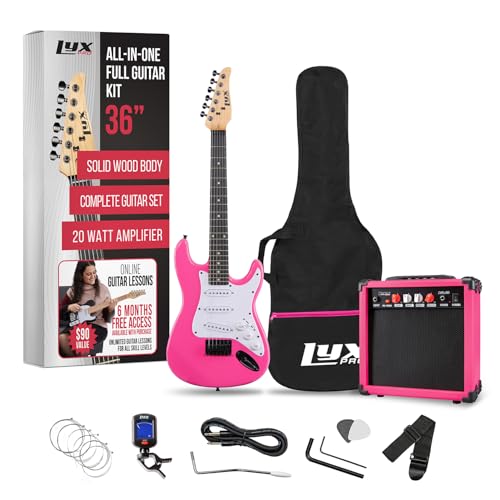 LyxPro 36 Inch Electric Guitar and Kit for Kids with 3/4 Size Beginner’s Guitar, Amp, Six Strings, Two Picks, Shoulder Strap, Digital Clip On Tuner