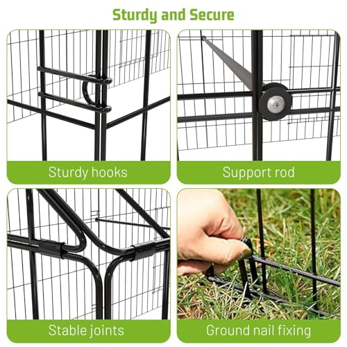 Large Metal Chicken Coop with Run,9.8×13.1×6.6ft Walk-in Poultry Cage
