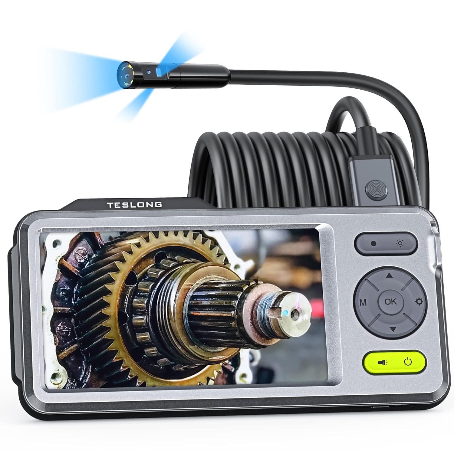 Triple Lens Inspection Camera, Teslong Digital Borescope Endoscope, Snake Scope Camera, HD, Waterproof Probe with Light, 5 IPS Screen, Plumbing, Pipe
