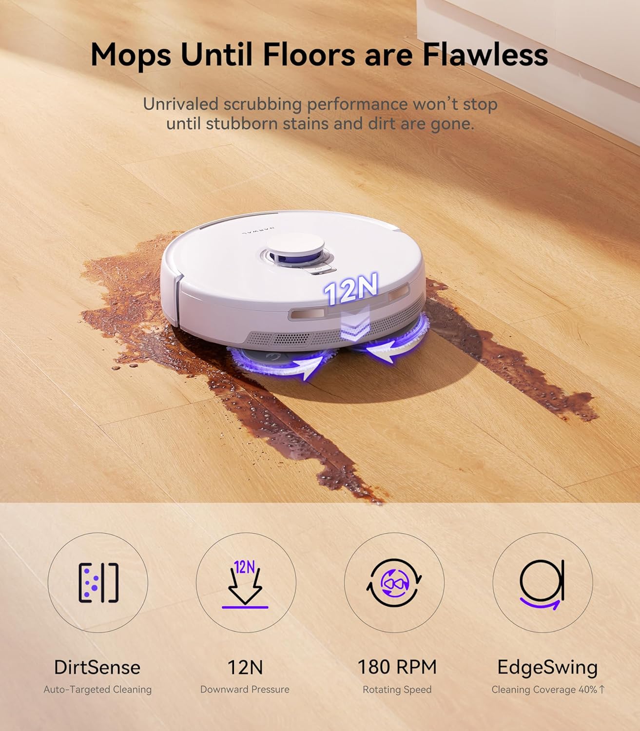 NARWAL Freo X Ultra Robot Vacuum and Mop Combo with 3*Disposable Dust Bags. 8200 Pa, Auto Mop Drying/Washing, Zero-Tangling, DirtSense™