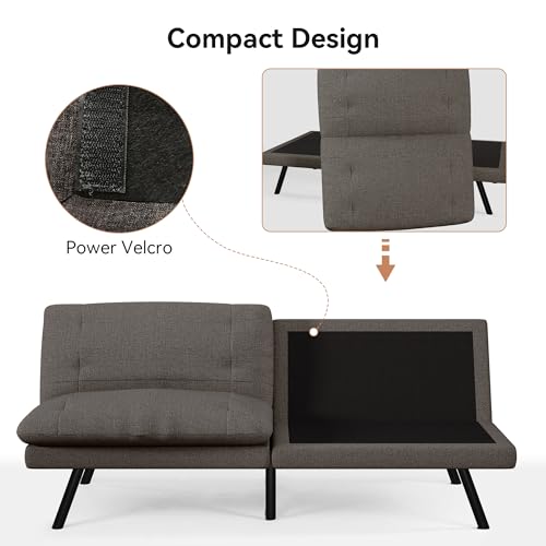 71" Convertible Futon Sofa,Faux Leather Futon Couch Bed,Sleeper Sofa Bed,Memory Foam Modern Folding Small Loveseat for Living Room,Office,Apartment