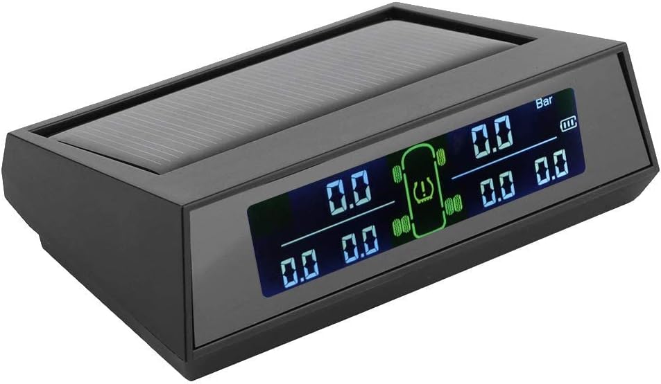 KIMISS Solar Power TPMS, Tire Pressure Monitor System Solar Powered TPMS Detector with LCD 6 External Sensor for RV Pack of 2