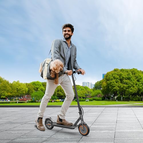 Electric Scooter for Adults with Seat, Folding Commuter E Scooter with 350W Motor, 19MPH Speed, 21 Miles Long Range, Dual Brakes, App Control