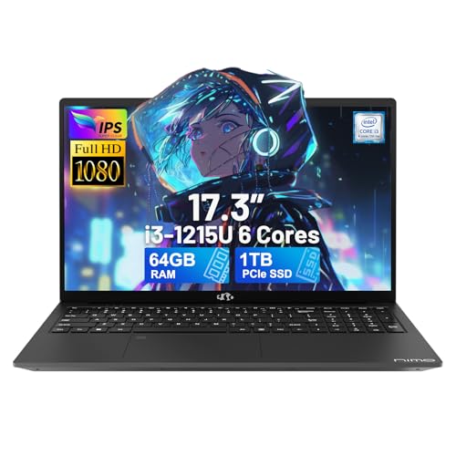 NIMO 17.3" IPS FHD-Laptop, Intel 6 Cores i3-1215U 16GB RAM 512GB SSD (Beat Ryzen 5 7520U
