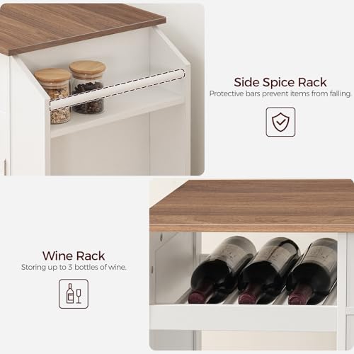Kitchen Island with Power Outlet, Kitchen Storage Island with Drawer, Rolling Kitchen Cart on Wheels, Spice Rack, Towel Rack, Wine Rack