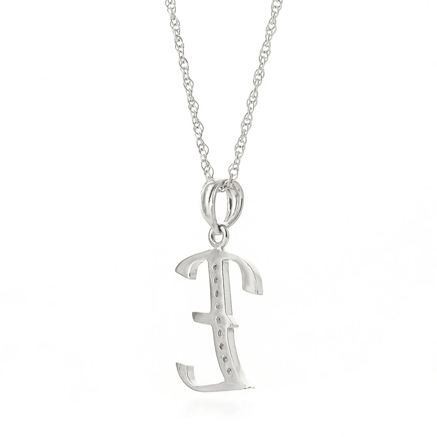 Galaxy Gold 14K Solid White Gold Pendant Necklace with Natural Diamonds Initial 'E' Pendant Made in USA High Polish Finish Rhodium Finish Snow White