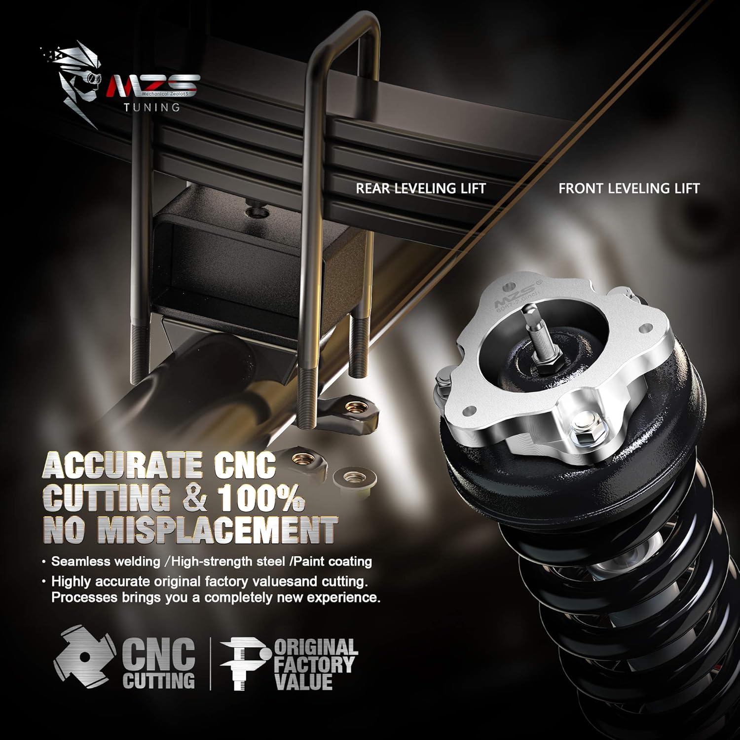 MZS Leveling Kit 2 inch Rear Suspension Lifts Compatible with 2007-2019 Silverado 1500/Sierra 1500 2WD 4WD (2019 ONLY fit old body) Pack of 2