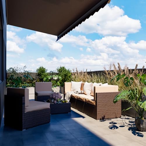 Pamapic Patio Furniture Set, 7 Pieces Modular Outdoor Sectional,Wicker Patio Sectional Sofa Conversation Set