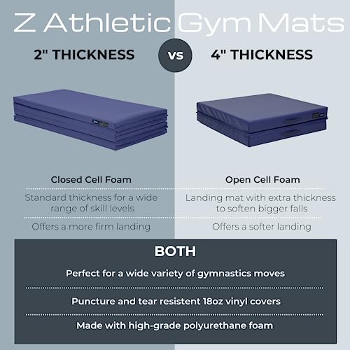Z Athletic Folding Mat for Gymnastics and Tumbling, 4 Ft x 8 Ft x 2 In