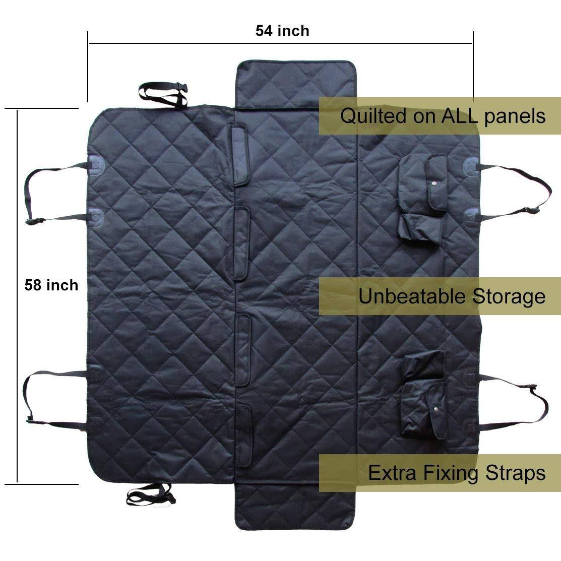 Pet Car Seat Cover for Dogs - Heavy Duty Luxury Rear Seat Hammock Protector - Wa