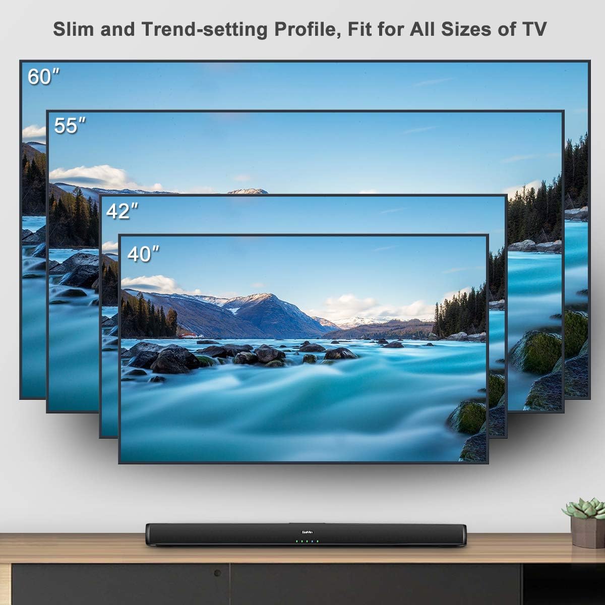 Saiyin Sound Bars for TV with Subwoofer, 100W Soundbar 2.1 CH Surround Sound System, DSP Home Theater Audio, Bluetooth 5.0/Optical/RCA Connectivity