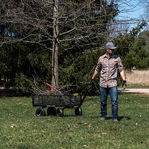 Gorilla Carts Steel Utility Wagon w/Removable Side Panels, 4 Cu Ft, 900 lb Capacity, Black
