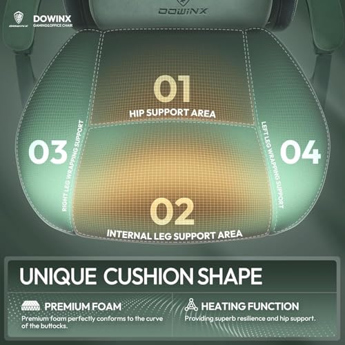 Dowinx Fabric Gaming Chair with Heated Massage Lumbar Support, Computer Game Chairs for Adults
