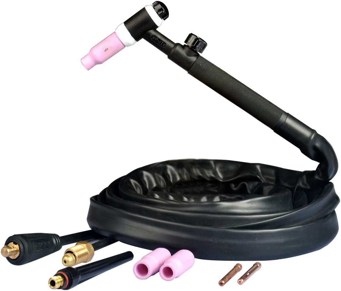 WP17V Tig Welding Torch Air-Cooled Tig Welding 13 Feet Cable,Connector: 5/8-18" gas hose &10-25 Europe Plug