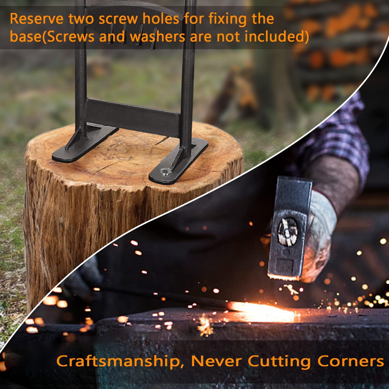 GARDRIT Wood Splitter Cast Steel Firewood Kindling Splitter