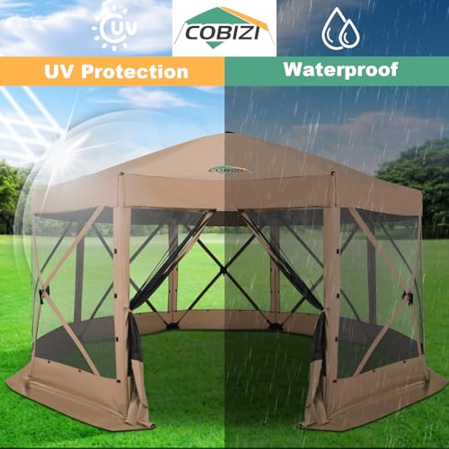 COBIZI 12x12ft Pop up Gazebo Screen Tent Screen House for Camping, Camping Outdoor Screened Gazebo, Canopy Tent