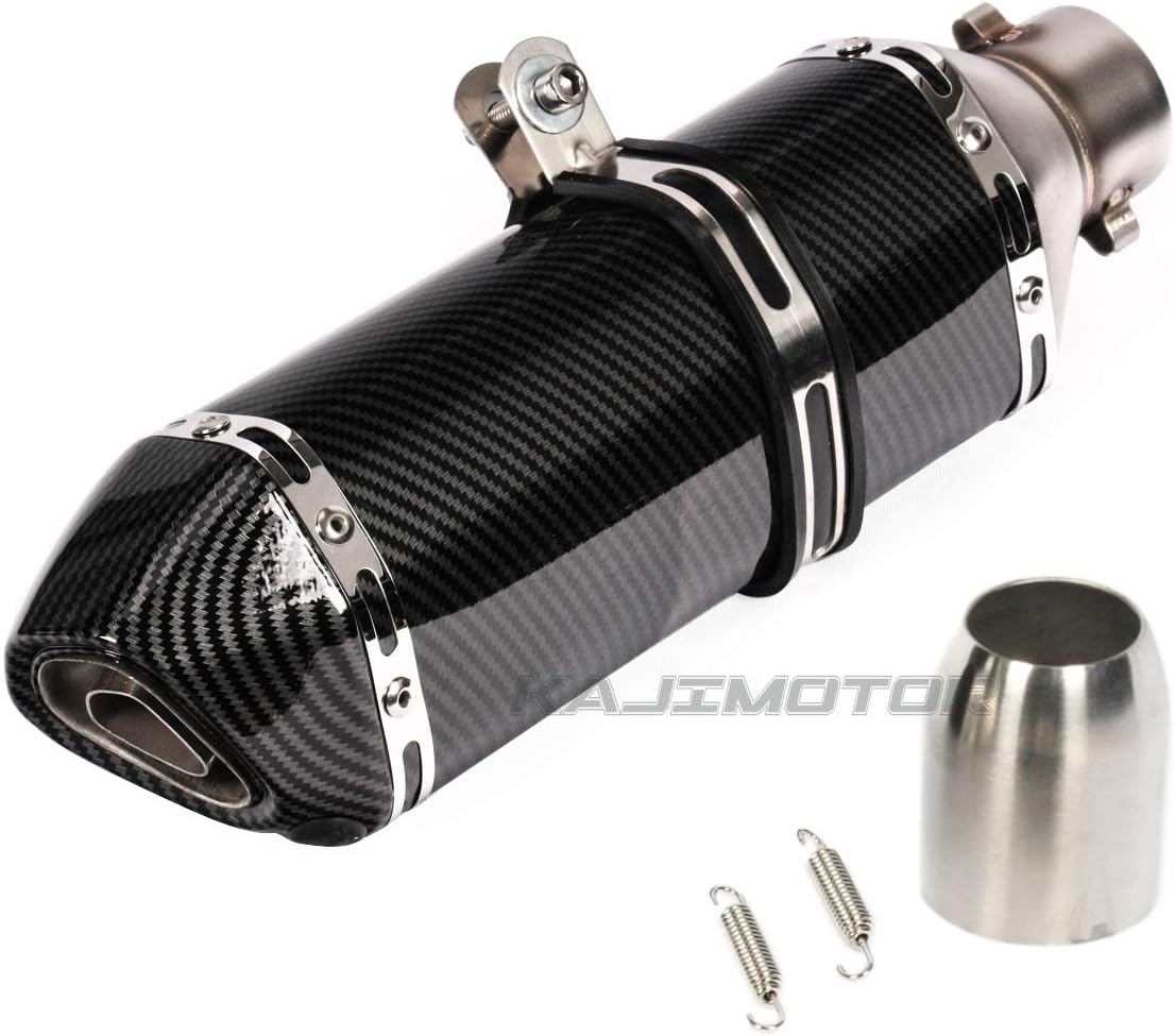 KAJIMOTOR Universal Motorcycle Short Exhaust Muffler Carbon Gobo Slip On w/DB Killer 51mm