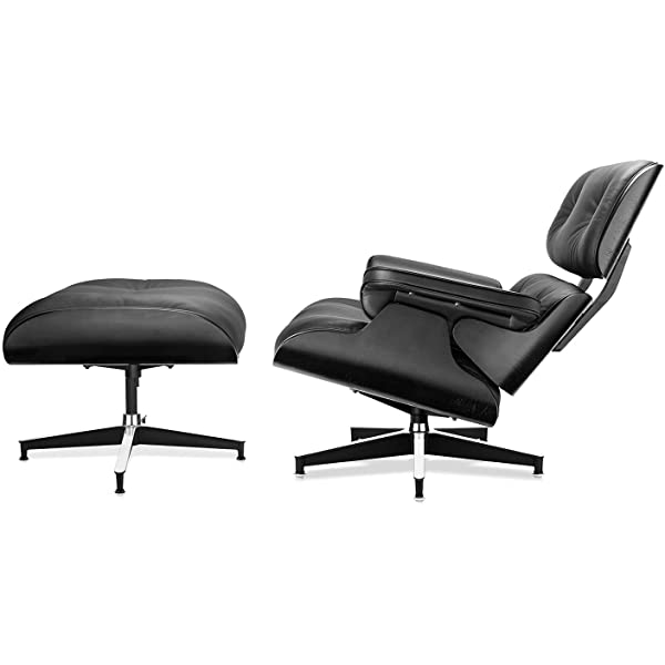 Mid Century Lounge Chair and Ottoman, Modern Chair Classic Design, Top Grain Leather Palisander Wood, Heavy Duty Base Support for Living Room, Study