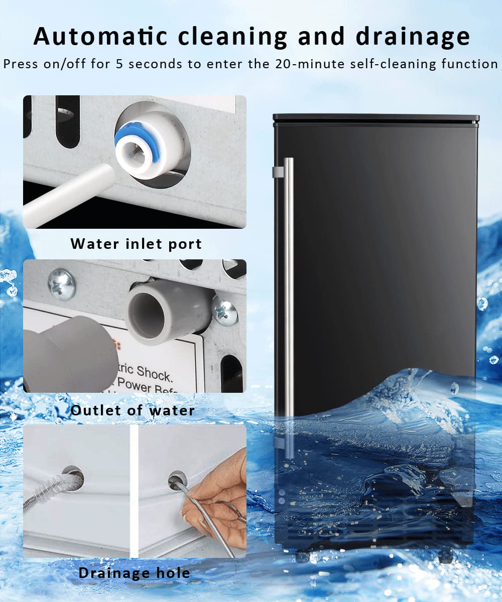 Joy Pebble Commercial Cube Ice Maker，Built-in Ice Maker Machine, 80lbs/Day, 40 ice Cubes/Cycle, Reversible Door, Drain Pump