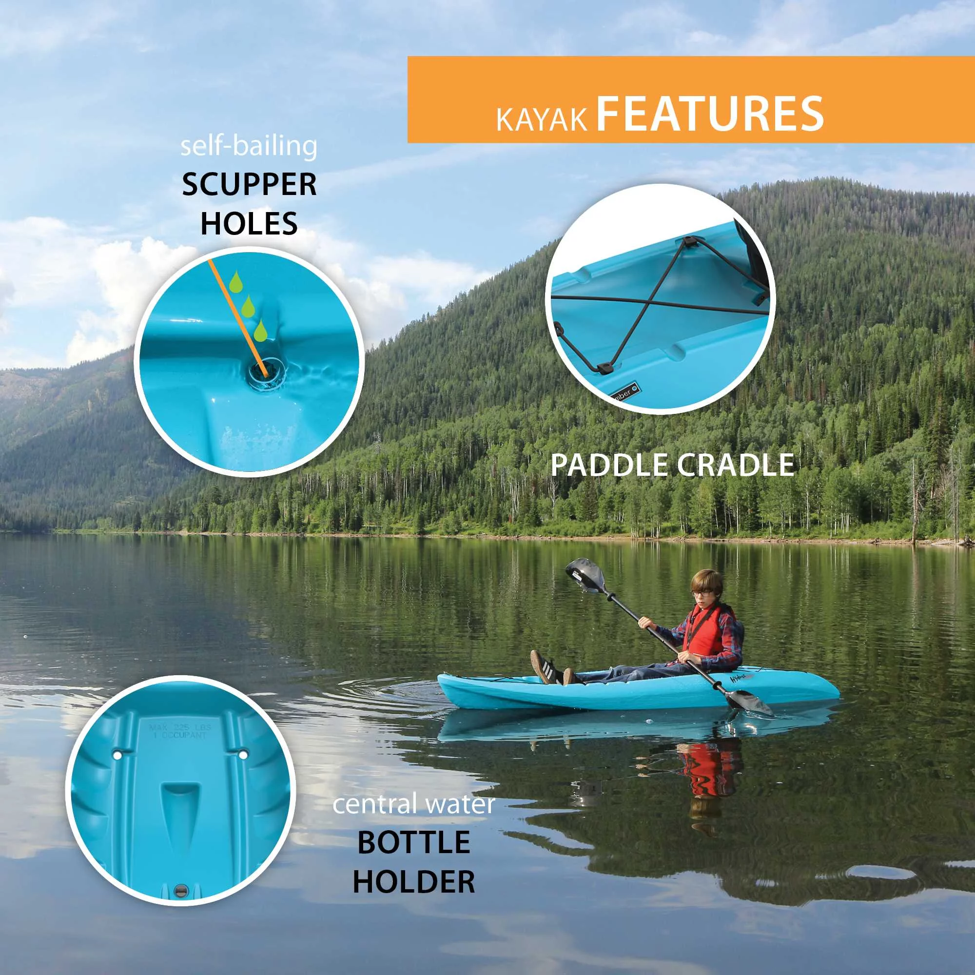 Lifetime Hydros 101 inch Sit-on-Top Kayak, Glacier Blue (90594)