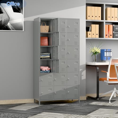 6 Door Metal Storage Locker 18 Hooks,Metal Locker for Employees with Lock for School Garage Office Gym Bedroom,Assembly Required