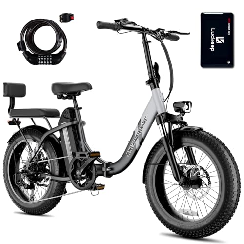 C23 2 Seater Electric Bike for Adults,750W Peak Motor 28 MPH, 720WH Removable Battery 65Miles Step-Thru Folding Ebikes,20" Fat Tire E-Bikes with NFC