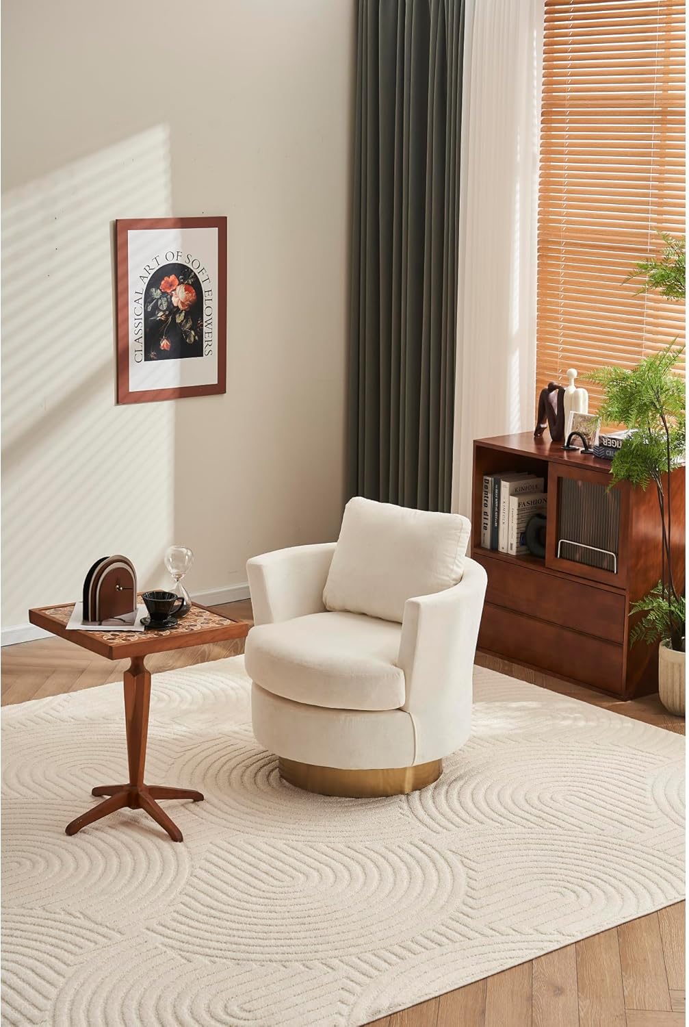 Velvet Swivel Barrel Chair, Swivel Accent Chairs Armchair for Living Room, Reading Chairs for Bedroom Comfy