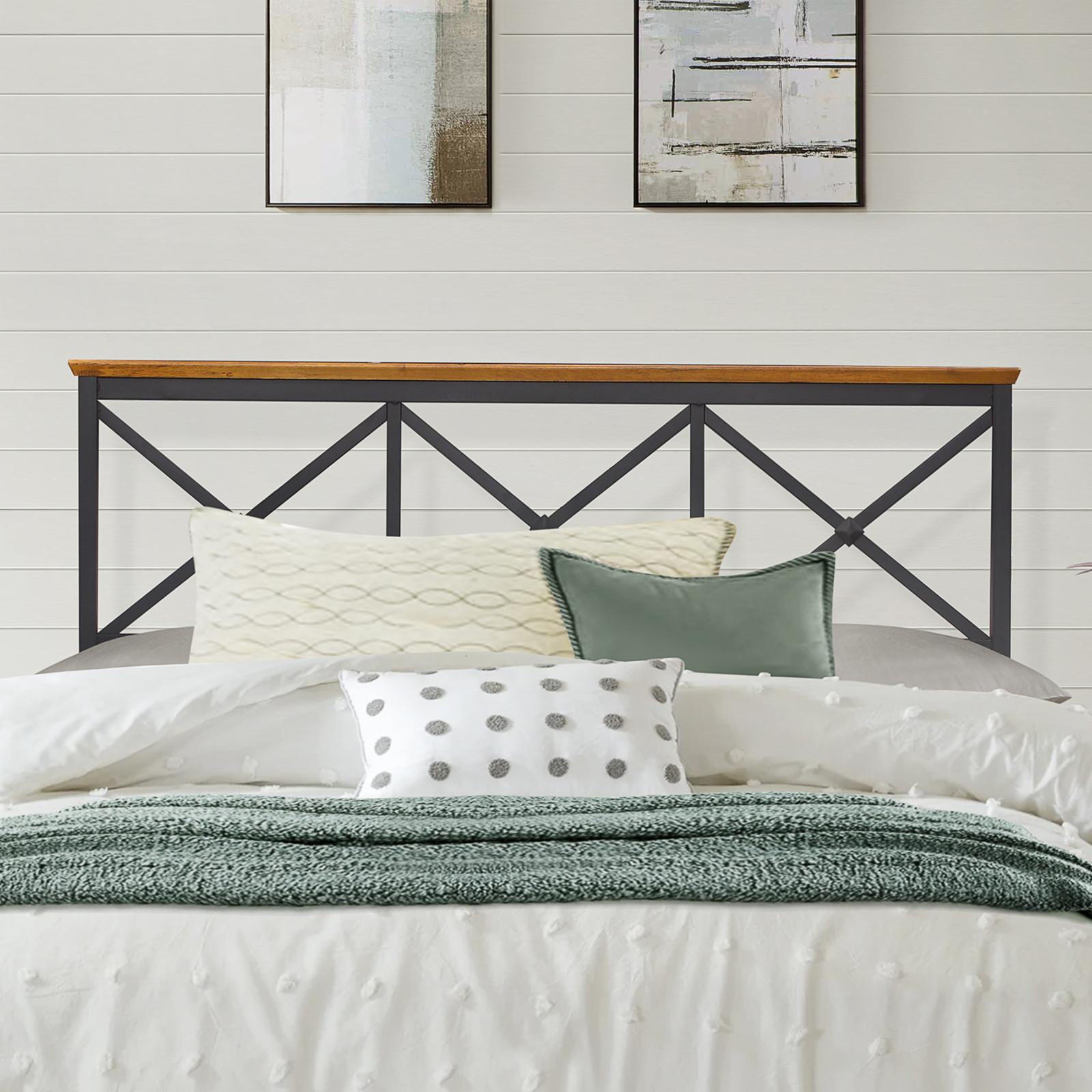 Hillsdale Ashford Mid-Century Wood/Metal Headboard for King Bed in Black/Oak