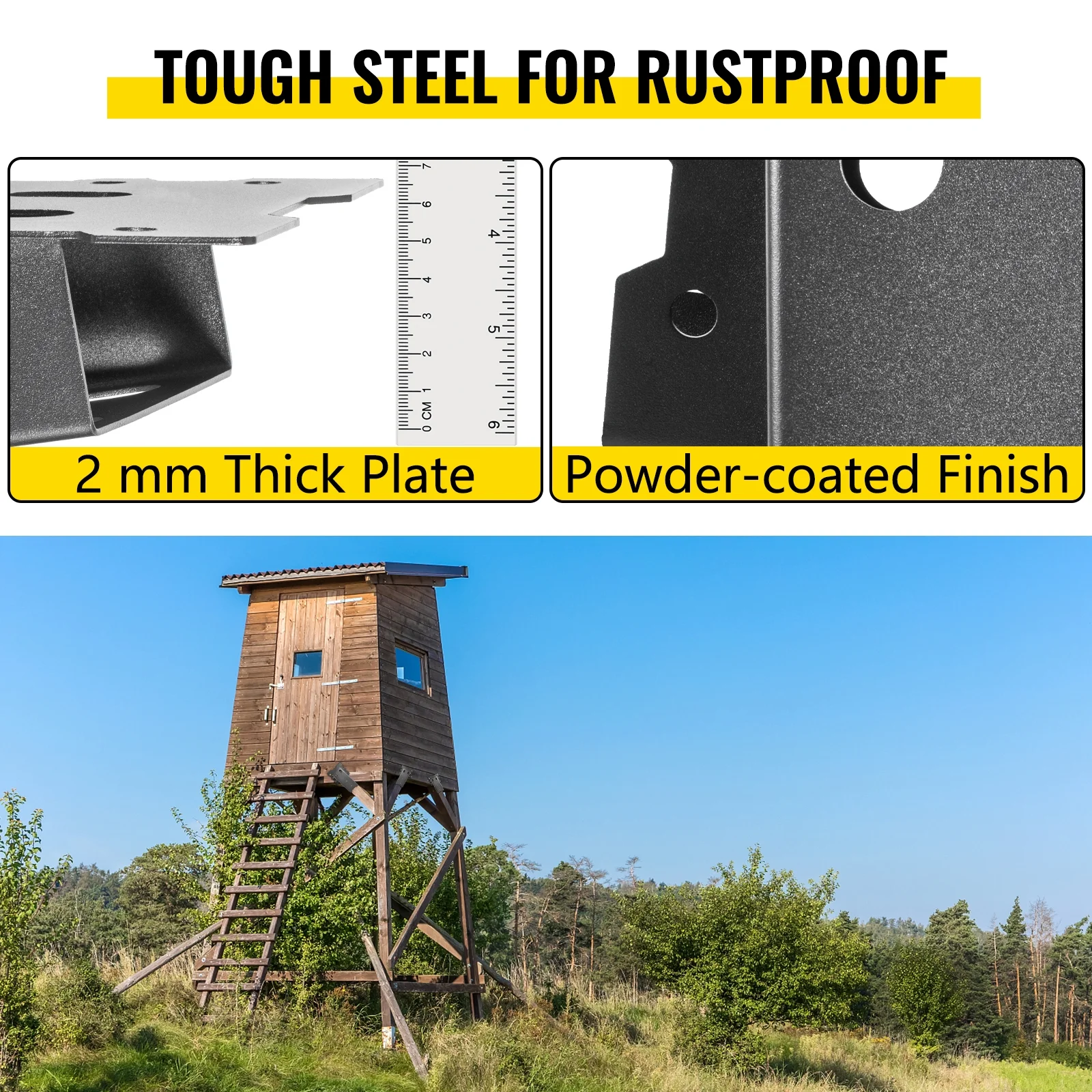 BENTISM Deer Blind Brackets 4 x 4 Deer Stand Brackets Powder Coated Steel Tree House Brackets Heavy Duty Deer Stands 4 pcs Elevated Deer Blinds for