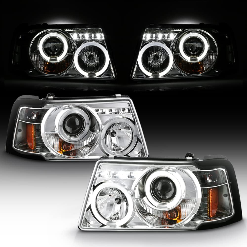 ACANII - For 2001-2011 Ford Ranger LED Halo Black Housing Projector Headlights w/Corner Headlamps, Driver & Passenger