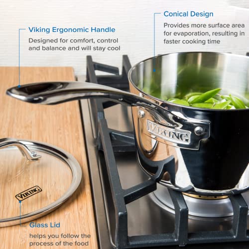 Viking Culinary 3-Ply Stainless Steel Pasta Pot, 8 Quart, Includes Pasta & Steamer Insert, Dishwasher, Oven Safe