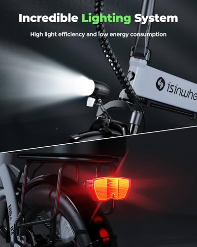 isinwheel U1 Electric Bike, 500W Motor, 20 mph, Folding Ebike, 14"/16"/20" Adults Electric Bicycles, 280.8Wh Battery, 25 Miles PAS Range, Black