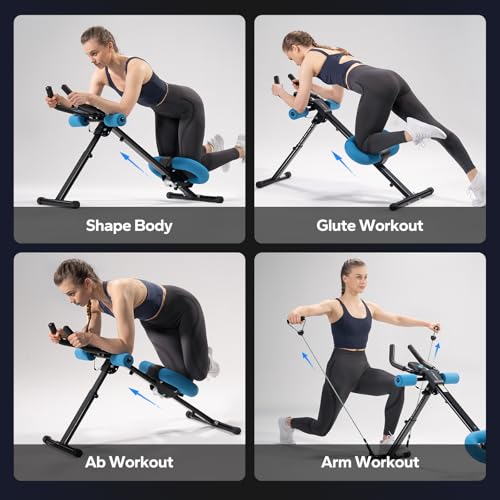 MERACH Abdominal Trainers, Adjustable Ab Machine Full Body Workout for Home Gym,Foldable,Knee Protection, Abdominal Exercise Machine for Home