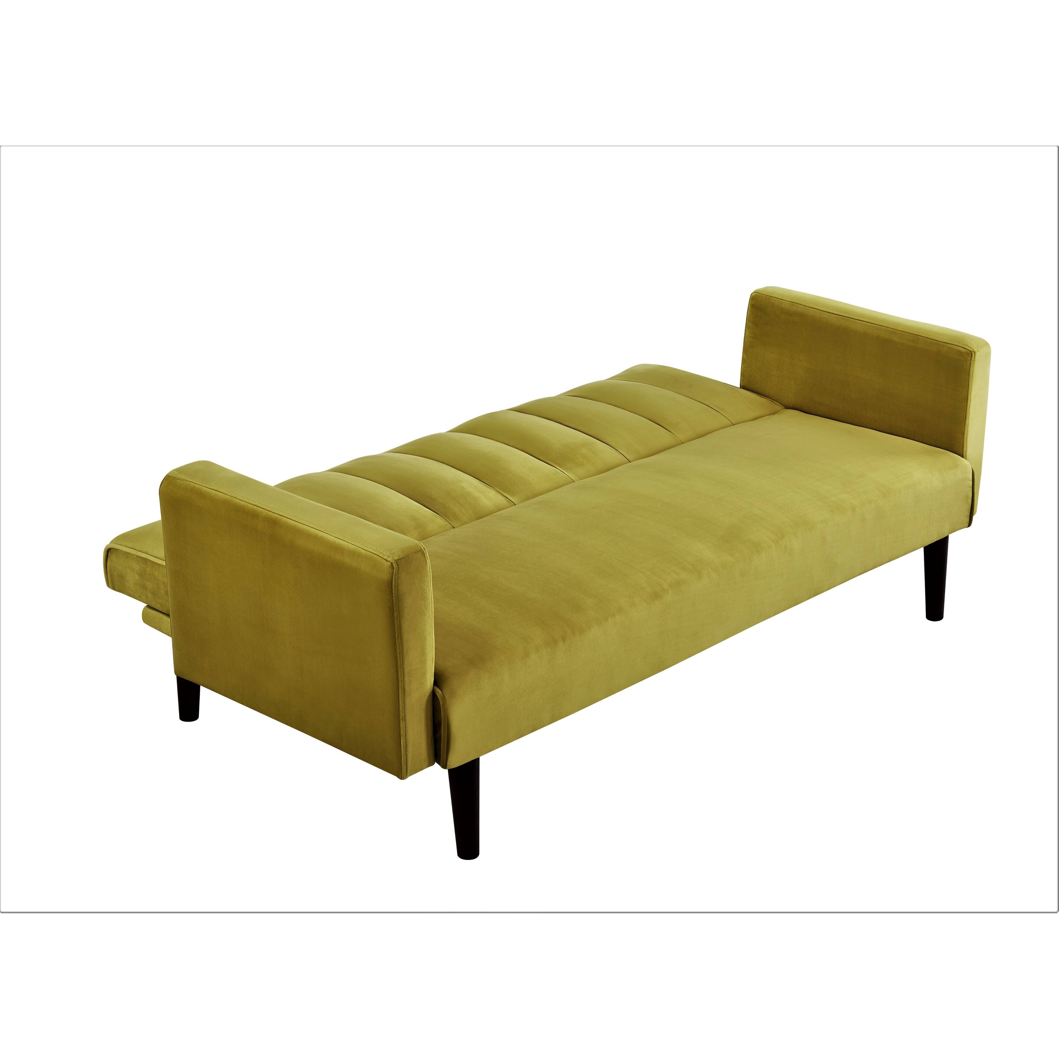 Gelbero Striped Velvet Sofa Bed Sleeper - Green