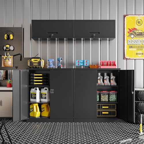 Metal Garage Storage Cabinet with Wheels,Metal Storage Cabinet with Adjustable Shelves,Steel Tool Cabinets with Locking Door for Home, School, Office