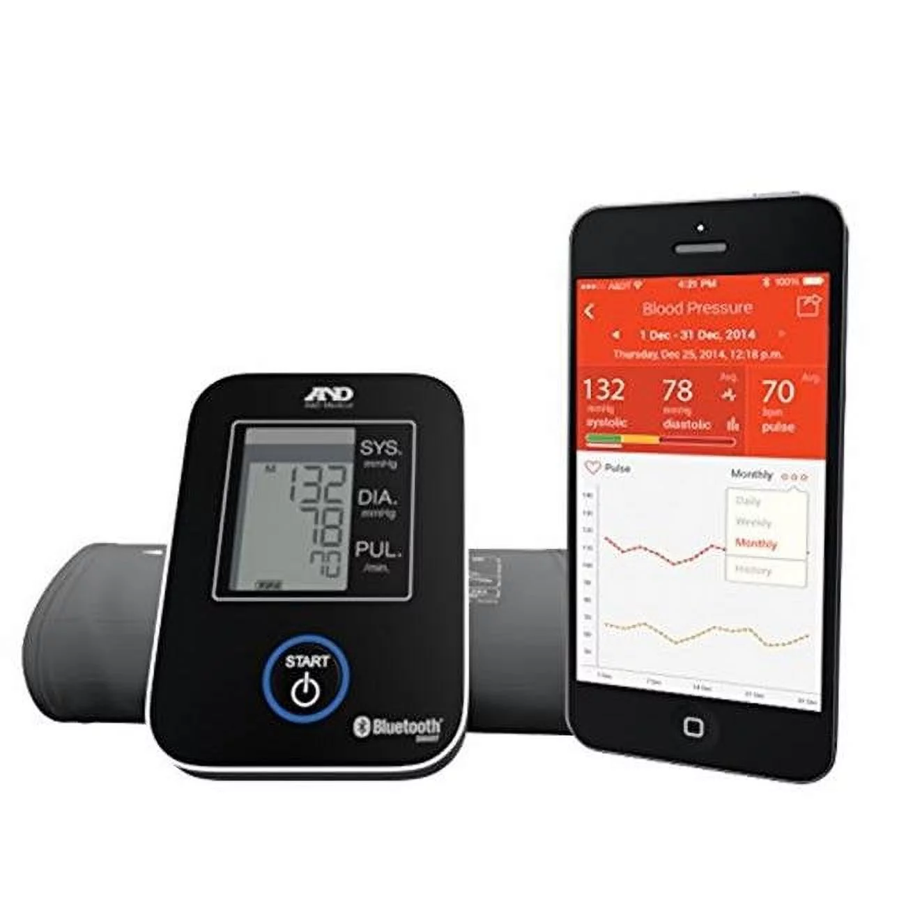 A&D  Medical Deluxe Connected Blood Pressure Monitor  - Black - Curated Treasures Market