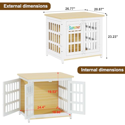 EasyCom 48"/42"/33" Dog Crate Furniture with Name Tag, Heavy Duty Dog Kennel Indoor for Large Dogs