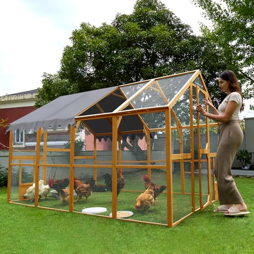 109.6'' Large Wood Chicken Coop Enclosures,Walk-in Poultry Cage