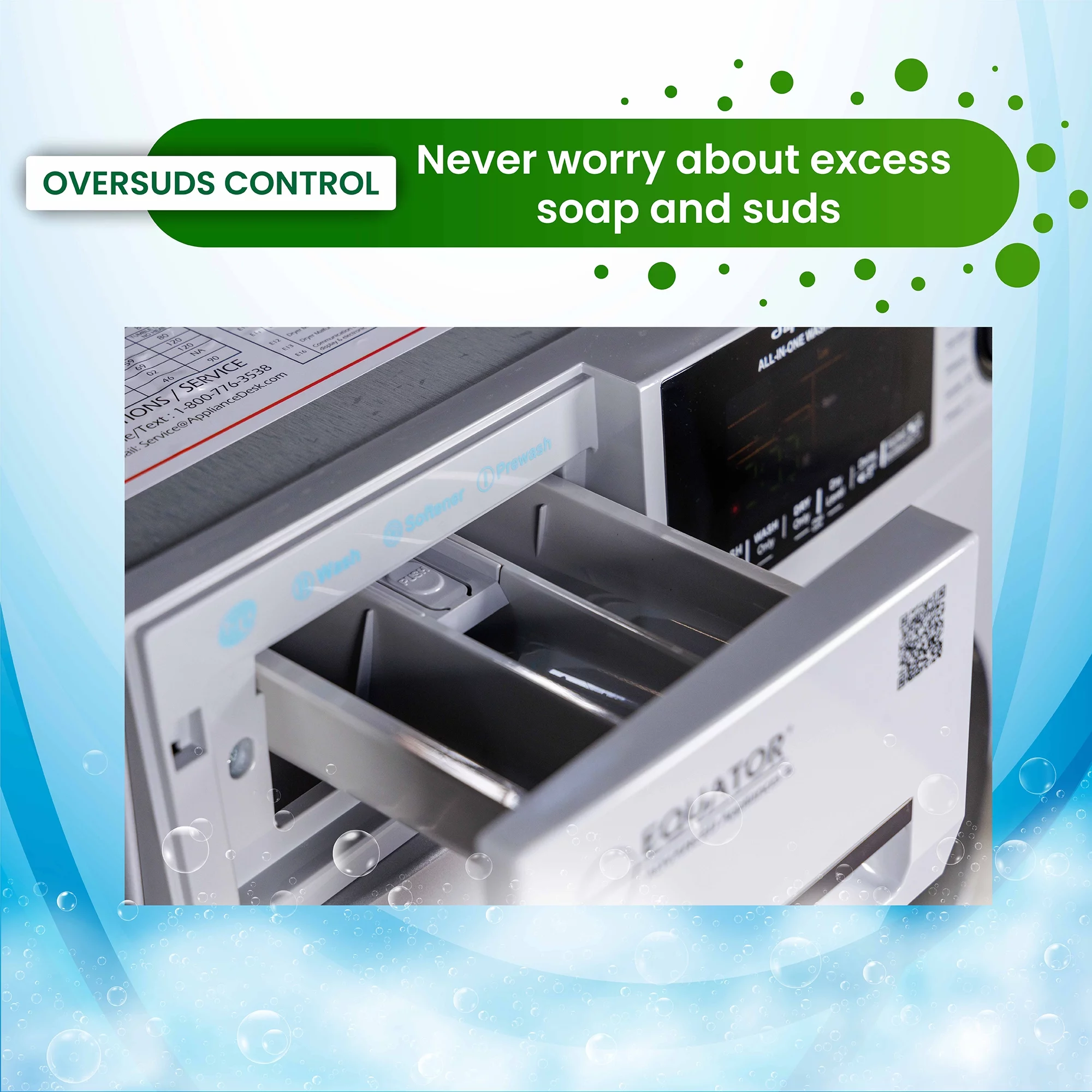 Equator Fully Built-in All-in-One Combo Washer-Dryer Ventless 1.62 cf/15lbs 110V White