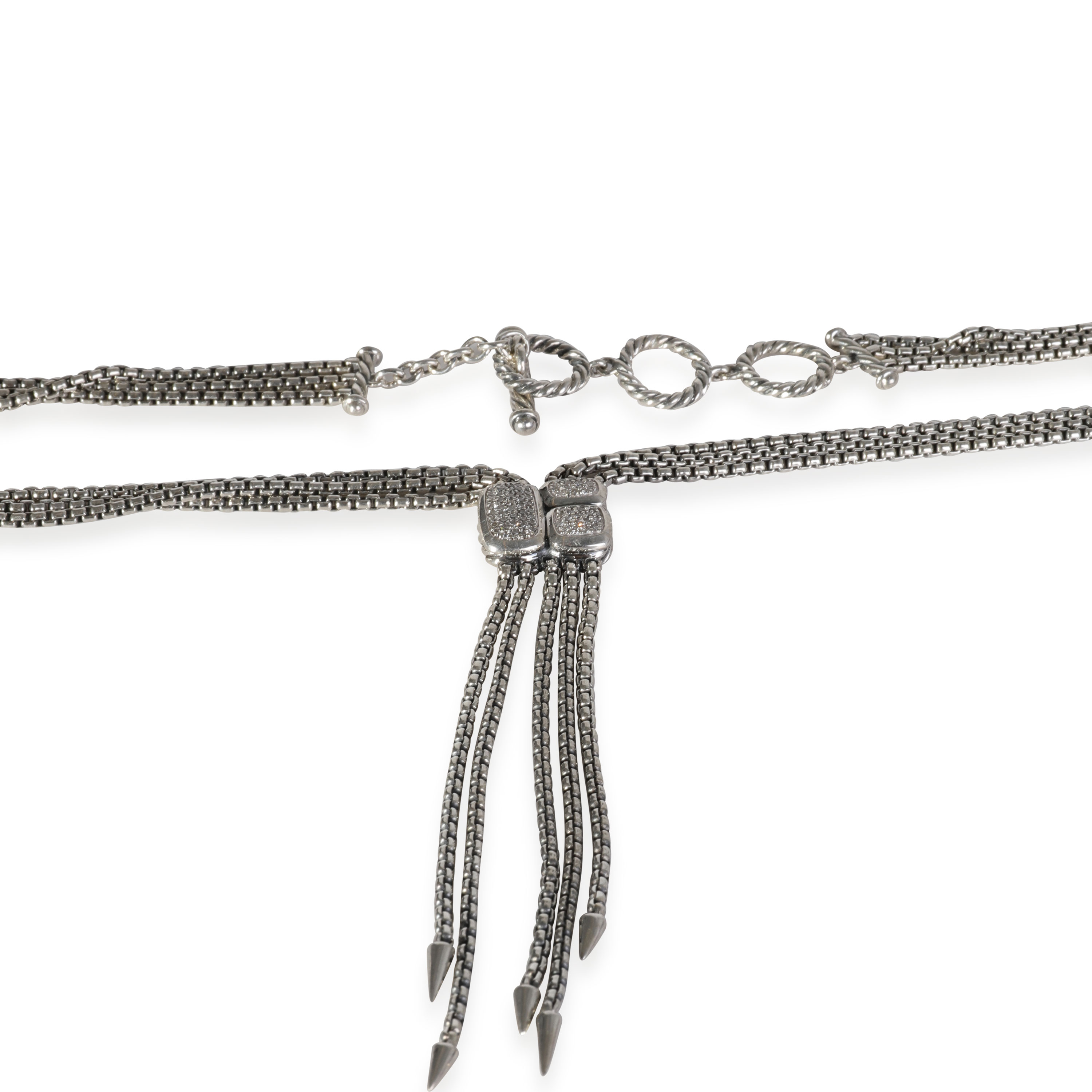 David Yurman Confetti Diamond Lariat Style Necklace, Sterling Silver 0.1 CTW Pre-Owned