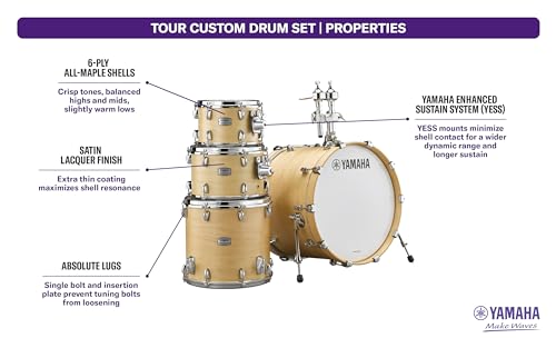 Yamaha Tour Custom Maple 4pc Standard Shell Pack, Chocolate Satin
