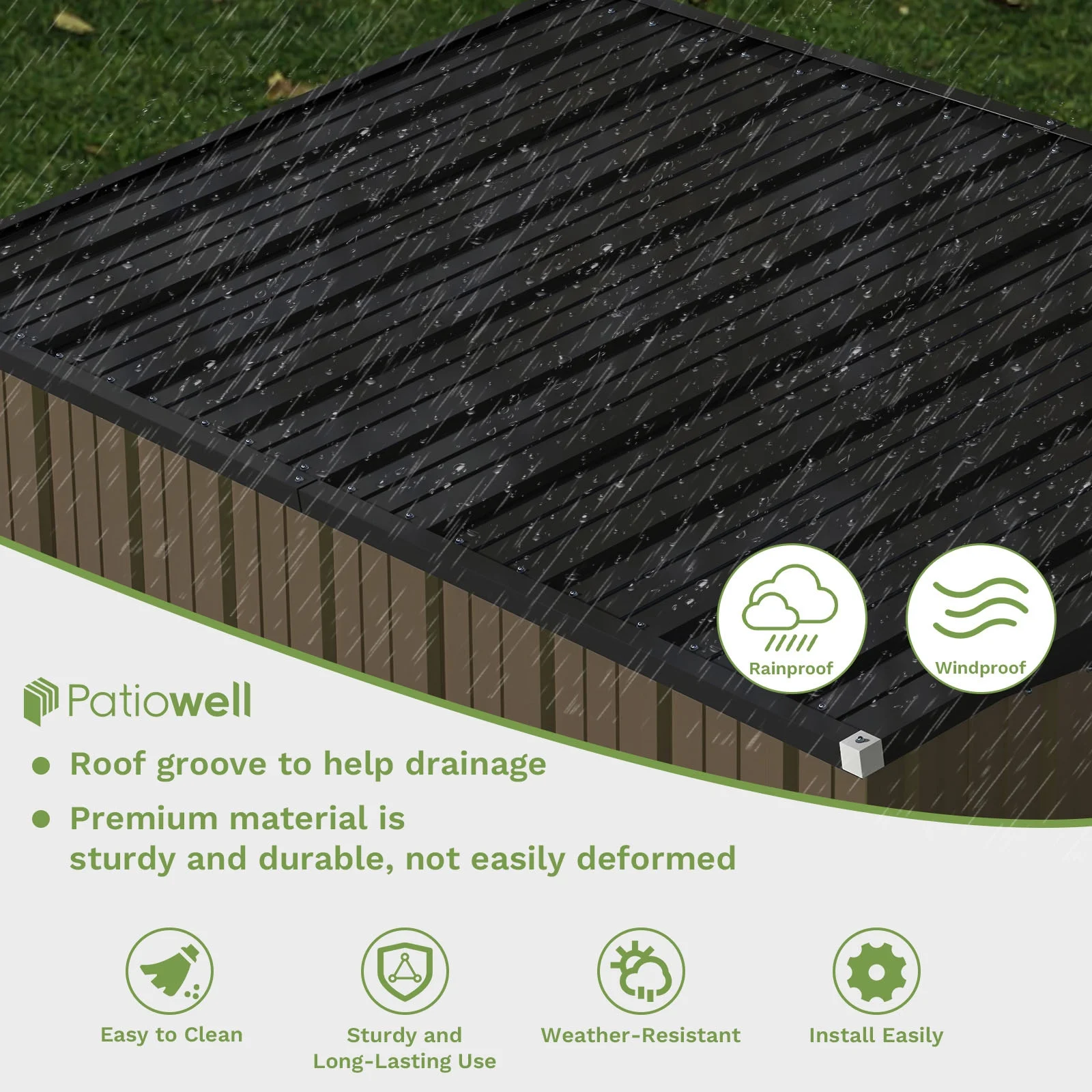 Patiowell 6x4 FT Outdoor Storage Shed, Metal Sheds with Double Lockable Doors for Lawn, Brown - Curated Treasures Market