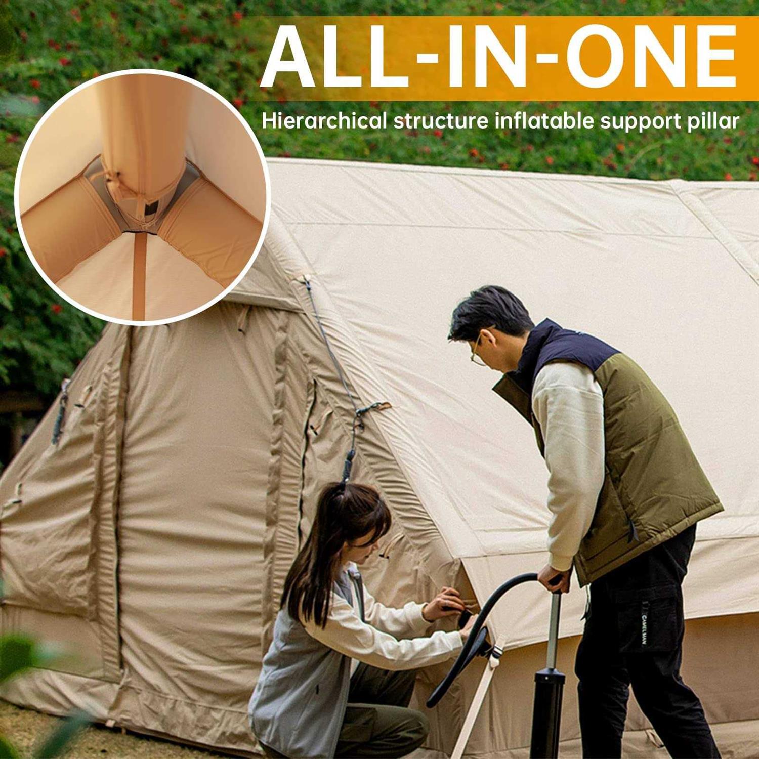 XLTTYWL Inflatable Camping Tent with Pump Glamping Tents Easy Setup 4 Season Waterproof Windproof Outdoor Blow Up Tent - Sports Supplies Online Store