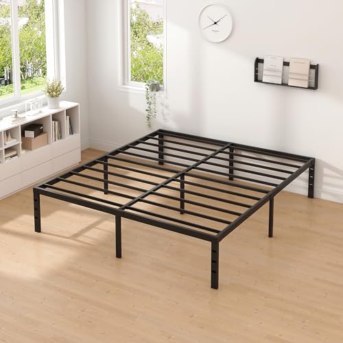 Metal Bed Frame-Simple and Atmospheric Metal Platform Bed Frame, Storage Space Under The Bed Heavy Duty Frame Bed, Sturdy Queen Size Bed Frame