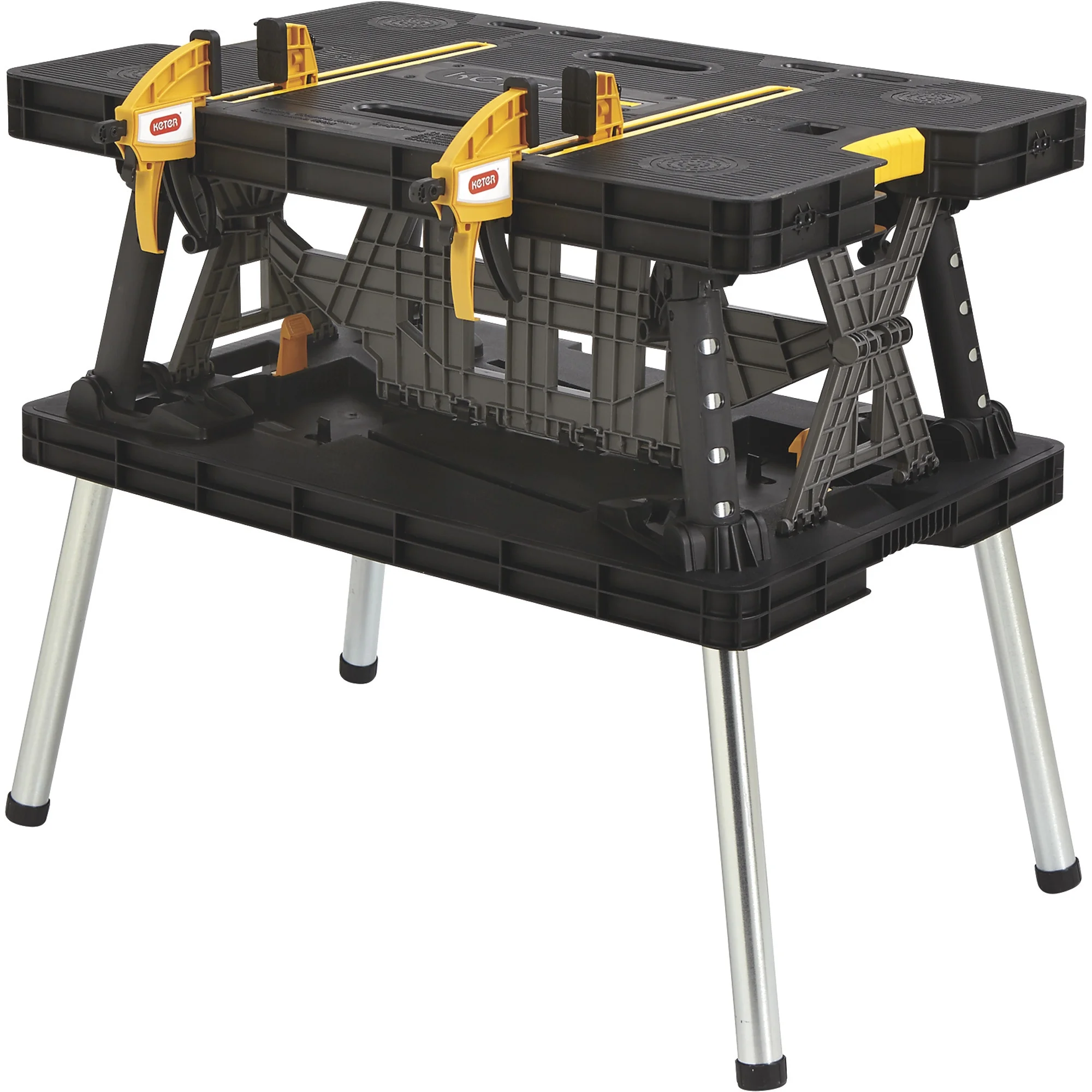 Keter Folding Work Table with Two Adjustable Clamps, 1000-Lb. Capacity, Model# 252638 - Curated Treasures Market