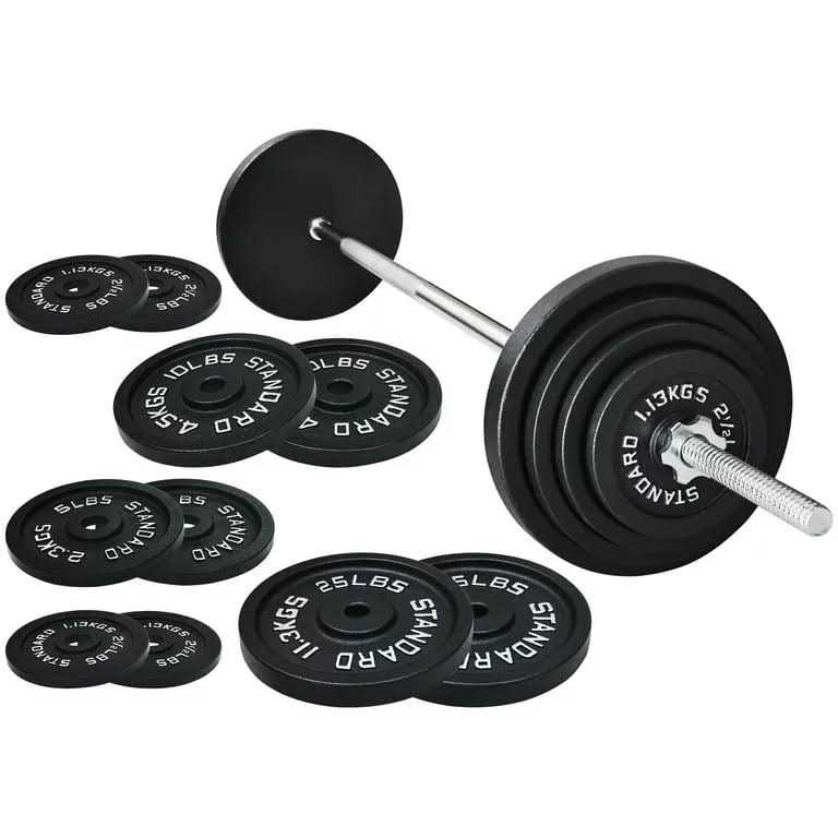 Athletic Works Cast Iron Standard Weight Including 5FT Standard Barbell with Star Locks - Sports Supplies Online Store