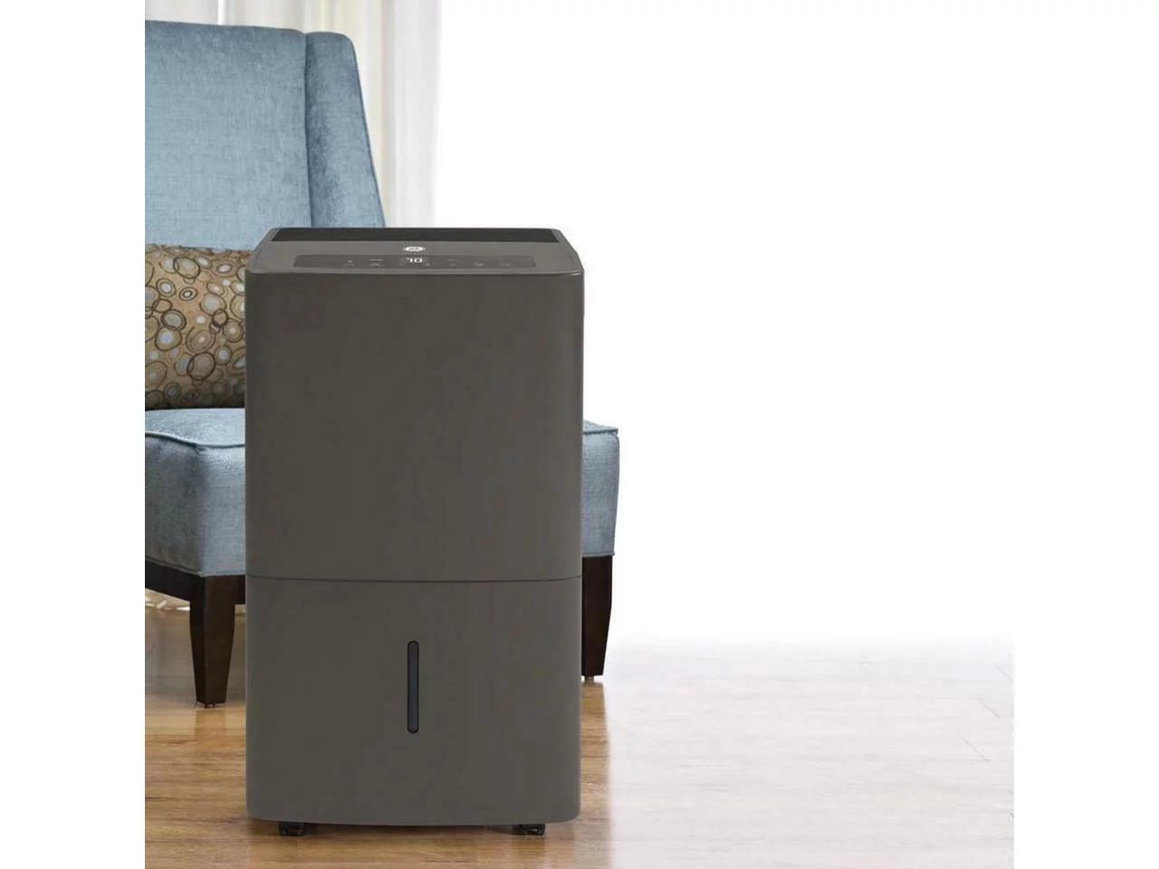 GENERAL ELECTRIC 50-Pint Portable Dehumidifier with Built-In Pump, Gray, Factory Reconditioned